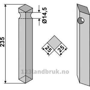 Rotorfreskniv til - 235x25x25mm - Krone