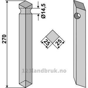 Rotorfreskniv til - 270x25x25mm - Krone