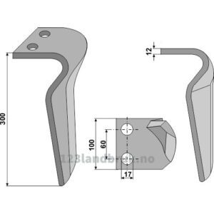 Fresetind til Horisontalfres 300mm - 300x100x12mm - Venstre