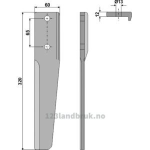 Fresetind til Horisontalfres 320mm - 320x60x12mm - Høyre - Breviglieri, Schmotzer