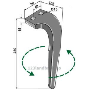 Fresetind til Horisontalfres 280mm - 280x80x15mm - Venstre - Rabe