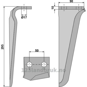 Fresetind til Horisontalfres 295mm - 295x90x10mm - Høyre - Gaspardo, Maschio