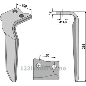 Fresetind til Horisontalfres 265mm - 265x100x12mm - Venstre - Howard
