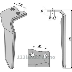 Fresetind til Horisontalfres 320mm - 320x100x15mm - Venstre - Howard