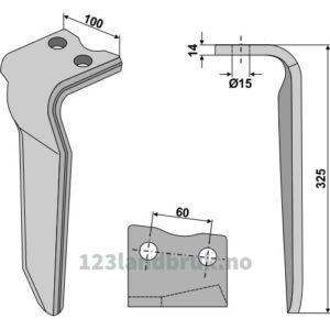 Fresetind til Horisontalfres 325mm - 325x100x14mm - Venstre - Howard