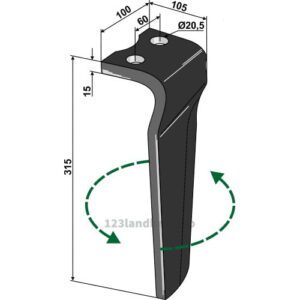 Fresetind til Horisontalfres 315mm - 315x100x15mm - Venstre - Howard, Kongskilde