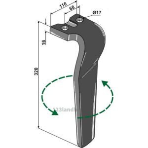 Fresetind til Horisontalfres 320mm - 320x110mm - Venstre - Kuhn