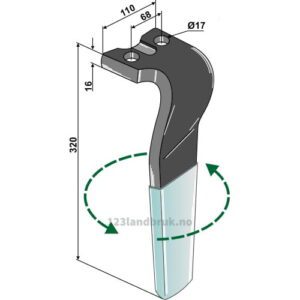 Fresetind til Horisontalfres (DURAFACE) - 320x110x16mm - Venstre - Kuhn