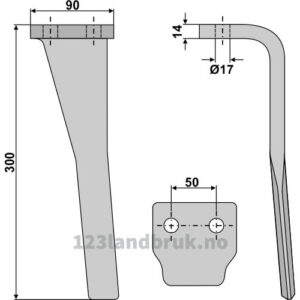 Fresetind til Horisontalfres - 300x90x14mm - Venstre - Landsberg, Moreni, Sicma