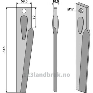 Fresetind til Horisontalfres 315mm - 315x59,5x10,5mm - Venstre - Lely