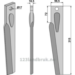 Fresetind til Horisontalfres 315mm - 315x59,5x10,5mm - Høyre - Lely