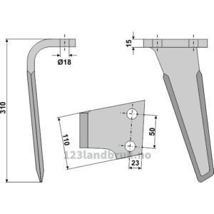 Fresetind til Horisontalfres - 310x110x15mm - Venstre - Landsberg, Maletti, Sicma