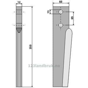 Fresetind til Horisontalfres - 350x60x12mm - Breviglieri