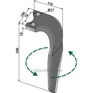 Fresetind til Horisontalfres 300mm - 300x100x18mm - Venstre - Rabe