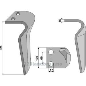Fresetind til Horisontalfres 325mm - 325x100x15mm - Venstre - Alpego