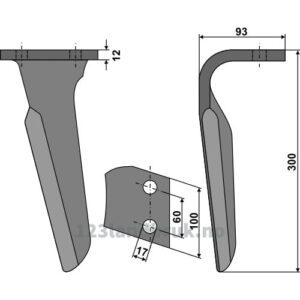 Fresetind til Horisontalfres 300mm - 300x100x12mm - Høyre - Alpego