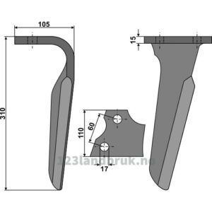Fresetind til Horisontalfres 310mm - 310x110x15mm - Venstre - Alpego