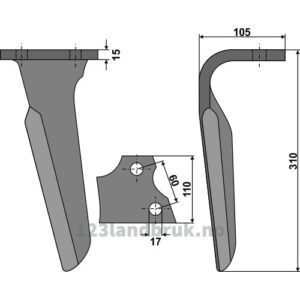 Fresetind til Horisontalfres 310mm - 310x110x15mm - Høyre - Alpego