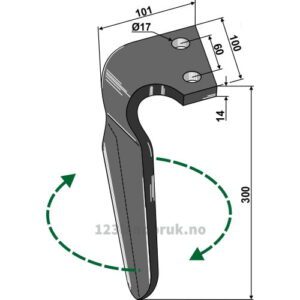 Fresetind til Horisontalfres 300mm - 300x100x14mm - Høyre - Alpego
