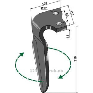 Fresetind til Horisontalfres 310mm - 310x110x18mm - Høyre - Alpego