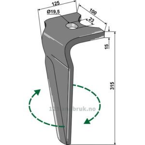 Fresetind til Horisontalfres 315mm - 315x100x15mm - Høyre - Alpego