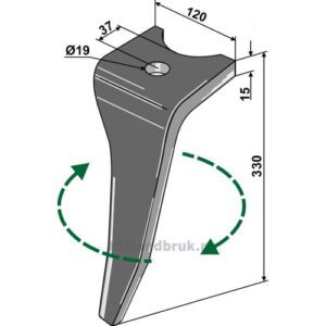 Fresetind til Horisontalfres - 330x120x15mm - Høyre - Amazone