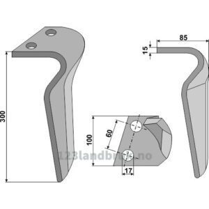 Fresetind til Horisontalfres 300mm - 300x100x15mm - Venstre - Breviglieri