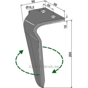 Fresetind til Horisontalfres 260mm - 260x90x10mm - Høyre - Celli