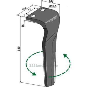 Fresetind til Horisontalfres 340mm - 340x110x16mm - Venstre - Dowdeswell