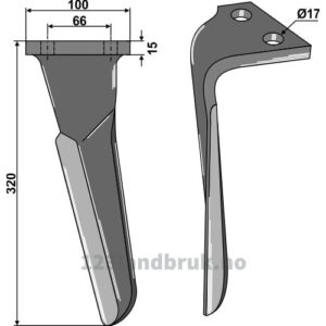 Fresetind til Horisontalfres 320mm - 320x100x15mm - Venstre - Aio, Emy-Elenfer