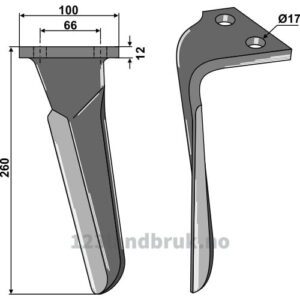 Fresetind til Horisontalfres 260mm - 260x100x12mm - Venstre - Emy-Elenfer
