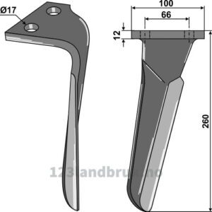 Fresetind til Horisontalfres 260mm - 260x100x12mm - Høyre - Emy-Elenfer