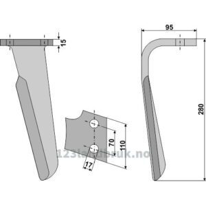 Fresetind til Horisontalfres 280mm - 280x110x15mm - Venstre - Falc