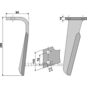 Fresetind til Horisontalfres 280mm - 280x110x15mm - Høyre - Falc