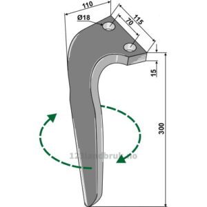 Fresetind til Horisontalfres 300mm - 300x115x15mm - Høyre - Falc