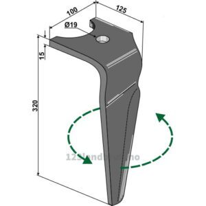 Fresetind til Horisontalfres - 320x100x15mm - Venstre - Falc