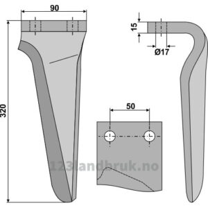 Fresetind til Horisontalfres 320mm - 320x90x15mm - Venstre - Muratori