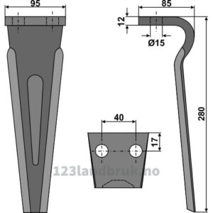 Fresetind til Horisontalfres - 280x95x12mm - Forigo-Roteritalia