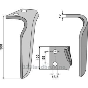 Fresetind til Horisontalfres 300mm - 300x100x12mm - Venstre - Frandent