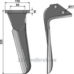 Fresetind til Horisontalfres 325mm - 325x110x16mm - Venstre - Frandent, Sulky