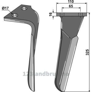 Fresetind til Horisontalfres 325mm - 325x110x16mm - Høyre - Frandent, Sulky