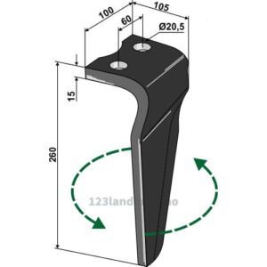 Fresetind til Horisontalfres 260mm - 260x100x15mm - Venstre - Howard, Kongskilde