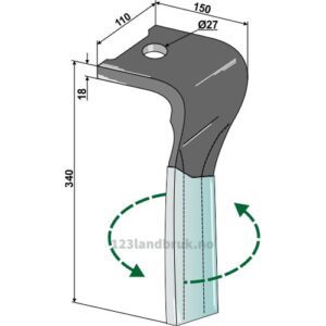 Fresetind til Horisontalfres DURAFACE - 340mm - 340x110x18mm - Venstre - Pöttinger