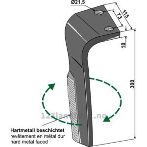 Fresetind til Horisontalfres - 300x115x18mm - Høyre - Lemken
