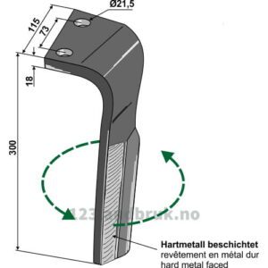 Fresetind til Horisontalfres - 300x115x18mm - Venstre - Lemken
