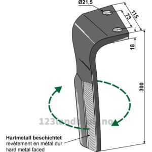Fresetind til Horisontalfres - 300x115x18mm - Høyre - Lemken