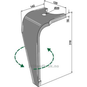 Fresetind til Horisontalfres - 310x120x16mm - Venstre - Kuhn