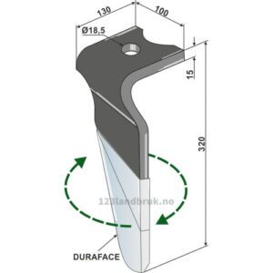 Fresetind til Horisontalfres (DURAFACE) - 320x100x15mm - Høyre - Kverneland