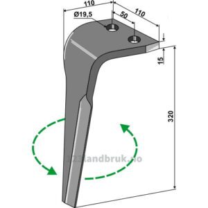 Fresetind til Horisontalfres 320mm - 320x110x15mm - Venstre - Maletti