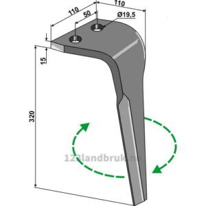 Fresetind til Horisontalfres 320mm - 320x110x15mm - Høyre - Maletti